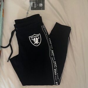 DKNY NFL sport Womens small new RARE Black Raiders pants joggers